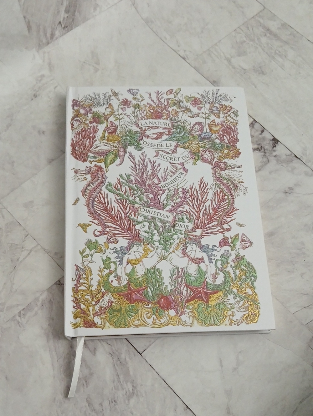 Dior White Notebook Journal with Multicolor Marine Illustration